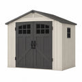 Abri de jardin rectangulaire 214 x 130 x 186 cm en polypropylène beige et gris anthracite double porte