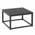 Table basse d extérieur carrée en acier thermolaqué noir plateau à lattes 80 x 80 x 40 cm