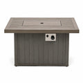 Table brasero de jardin rectangulaire au gaz propane en composite bois plastique gris anthracite plateau effet bois 107 x 71 x 63 cm