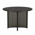 Table d extérieur ronde en acacia massif noir piètement central à lattes en acier noir 120 x 120 x 76 cm