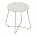 Table d'appoint d'extérieur ronde en acier thermolaqué blanc cassé plateau ajouré 50 cm x 50 cm x 50 cm