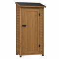 Armoire de rangement extérieure verticale en bois de sapin massif porte simple 80 x 54 x 180 cm brun toiture bitumée noire