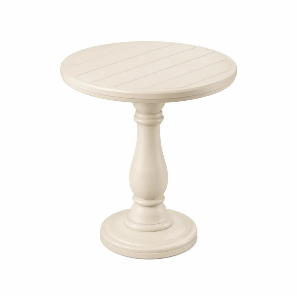 Table d'extérieur ronde en polypropylène moulé blanc cassé 60 cm x 60 cm x 66 cm avec piètement central