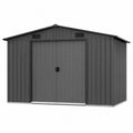 Abri de jardin extérieur rectangulaire en acier galvanisé gris anthracite avec double porte battante et ventilation 213 x 191 x 198 cm