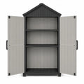 Armoire de rangement extérieure en polypropylène 97 x 68 x 173 cm double porte avec étagères gris clair et gris anthracite