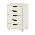 Caisson de rangement à roulettes 5 tiroirs MDF blanc cassé rectangulaire 40 x 35 x 68 cm